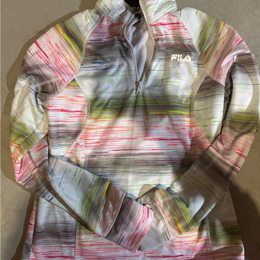 Fila Sport White Jacket with Multicolor Stripes